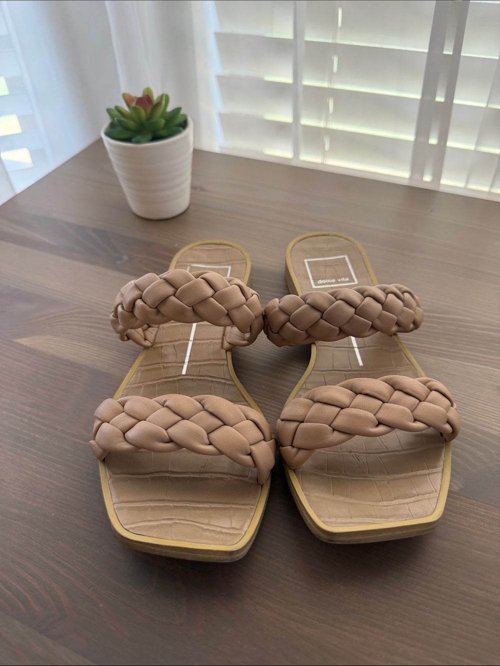 Dolce Vita Braided Double-Strap Sandals in Taupe
